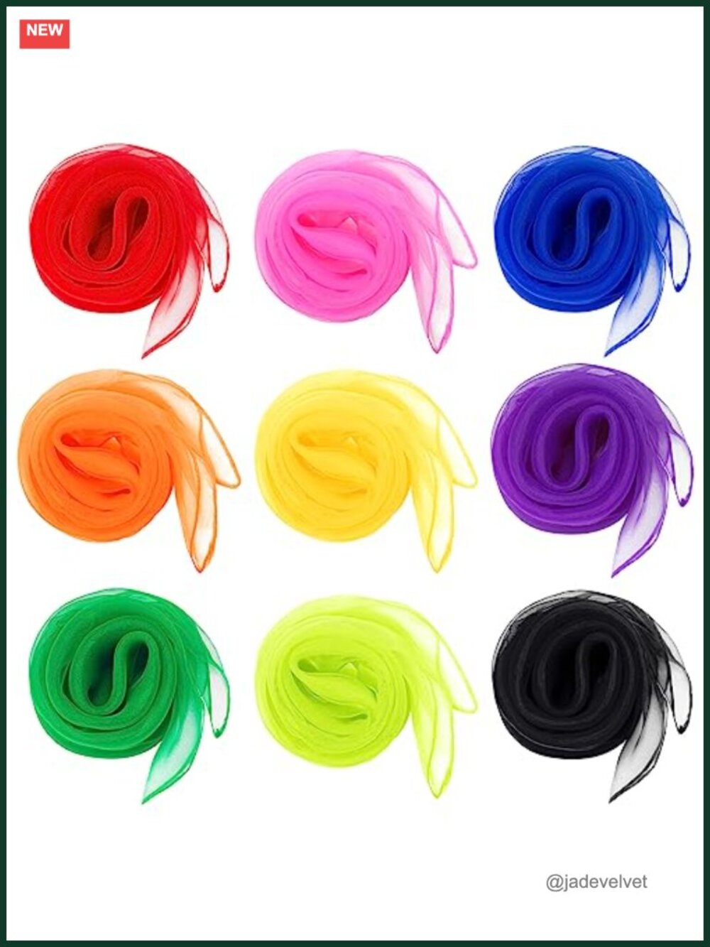 9 Pack Chiffon Square Scarves, 27.6 Inch Lightweight Solid Color Head Scarf for